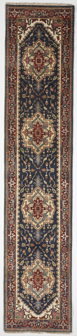 Traditional Hand Knotted Blue Red Runner Rug 2'6 x 11'11 - IGotYourRug