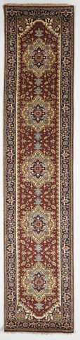 Traditional Hand Knotted Red Blue Runner Rug 2'7 x 11'10 - IGotYourRug