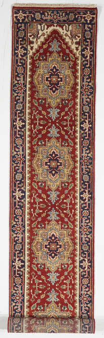 Traditional Hand Knotted Red Blue Runner Rug 2'7 x 11'10 - IGotYourRug