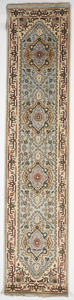 Traditional Hand Knotted Blue Beige Ivory Runner Rug 2'8 x 12'1 - IGotYourRug