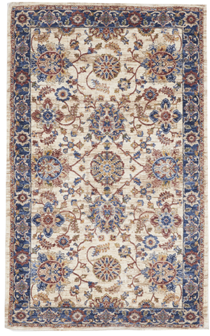 Transitional Machine Made Beige Blue Rug 3' x 5' - IGotYourRug