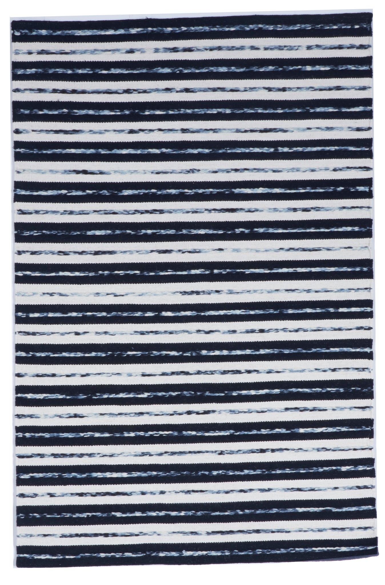 Striped Transitional Machine Made Black White Wool Rug 5' x 7'6 - IGotYourRug