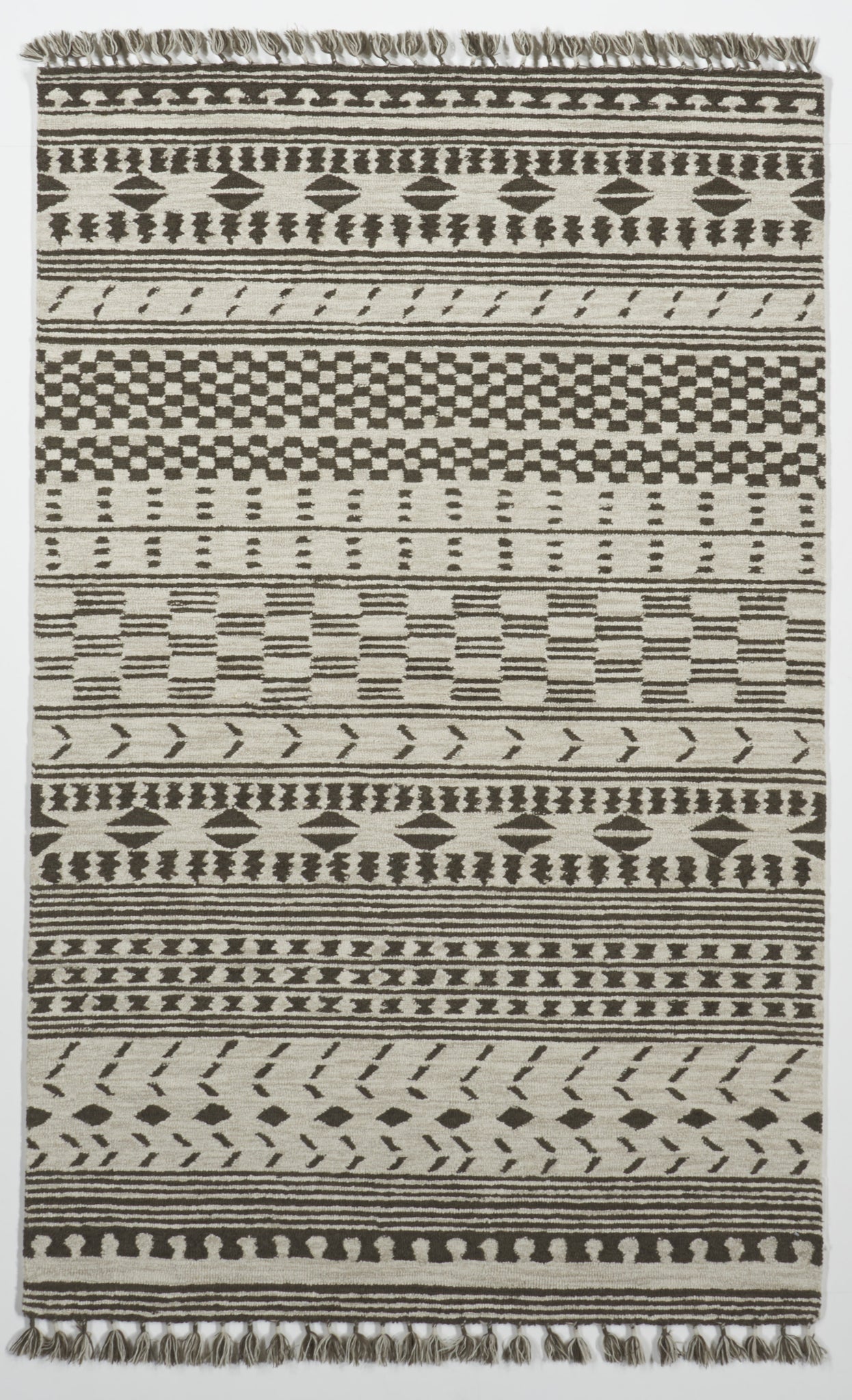 Contemporary Machine Made Beige Brown Wool Rug 5' x 8' - IGotYourRug