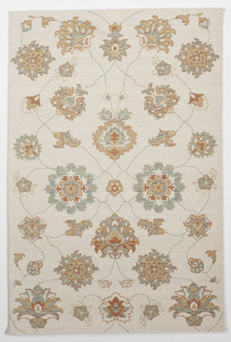 Transitional Machine Made White Yellow Rug 5'3 x 7'6 - IGotYourRug