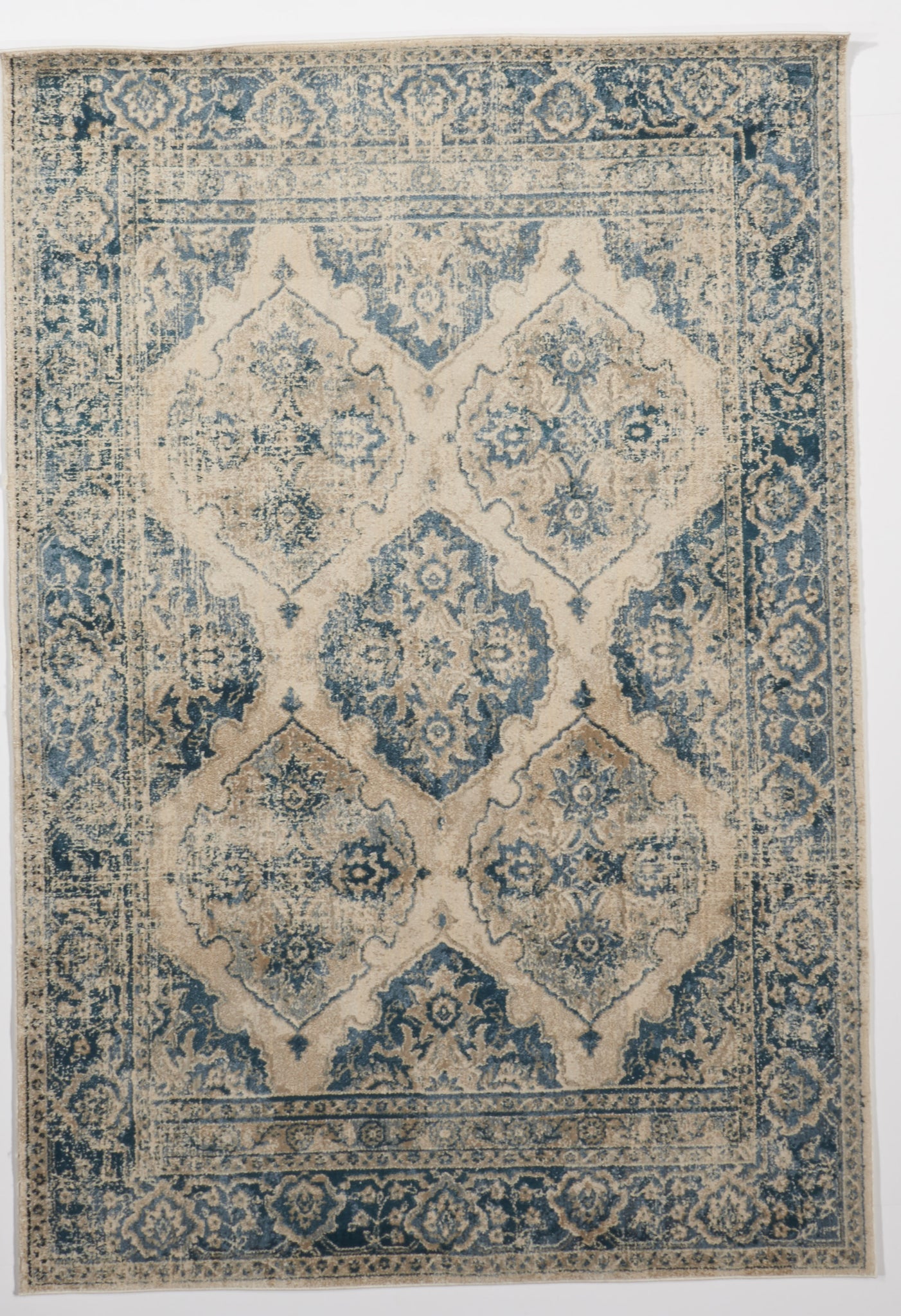 Transitional Machine Made Beige Blue Rug 5' x 8' - IGotYourRug