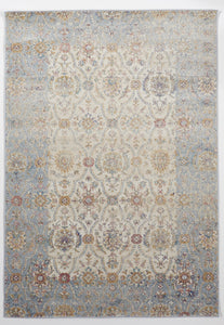 Transitional Machine Made White Blue Rug 5' x 8' - IGotYourRug