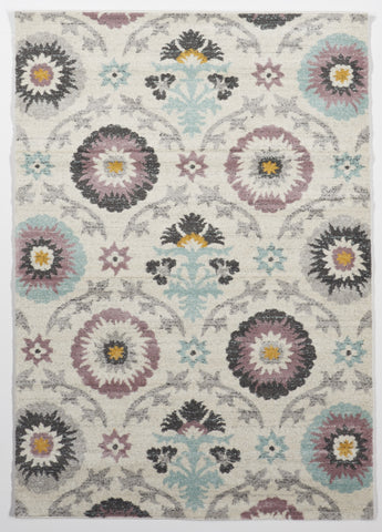 Contemporary Machine Made White Multicolor Rug 5' x 8' - IGotYourRug