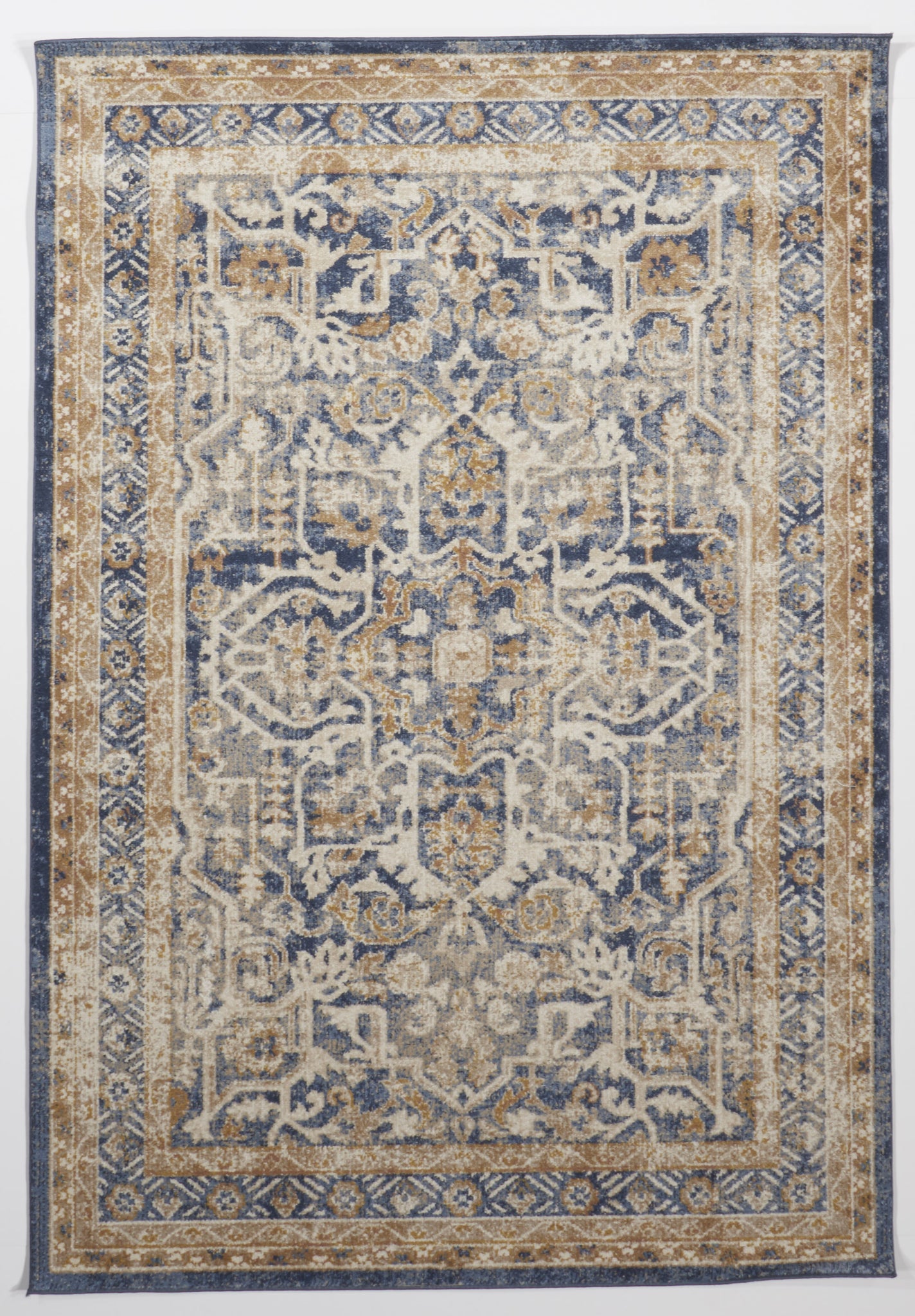 Transitional Machine Made Blue Gold Rug 5' x 8' - IGotYourRug