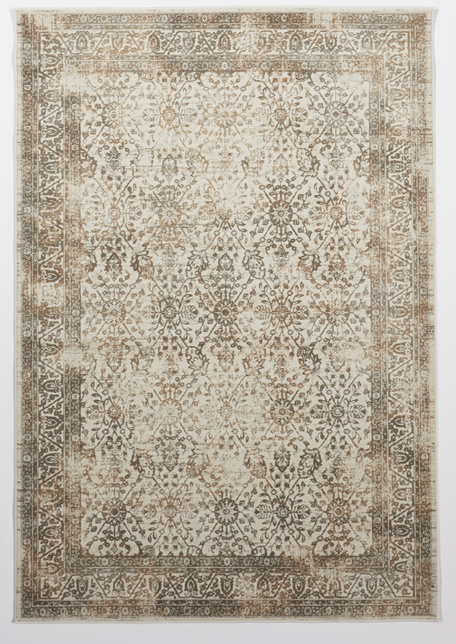 Transitional Machine Made White Brown Rug 5' x 8' - IGotYourRug