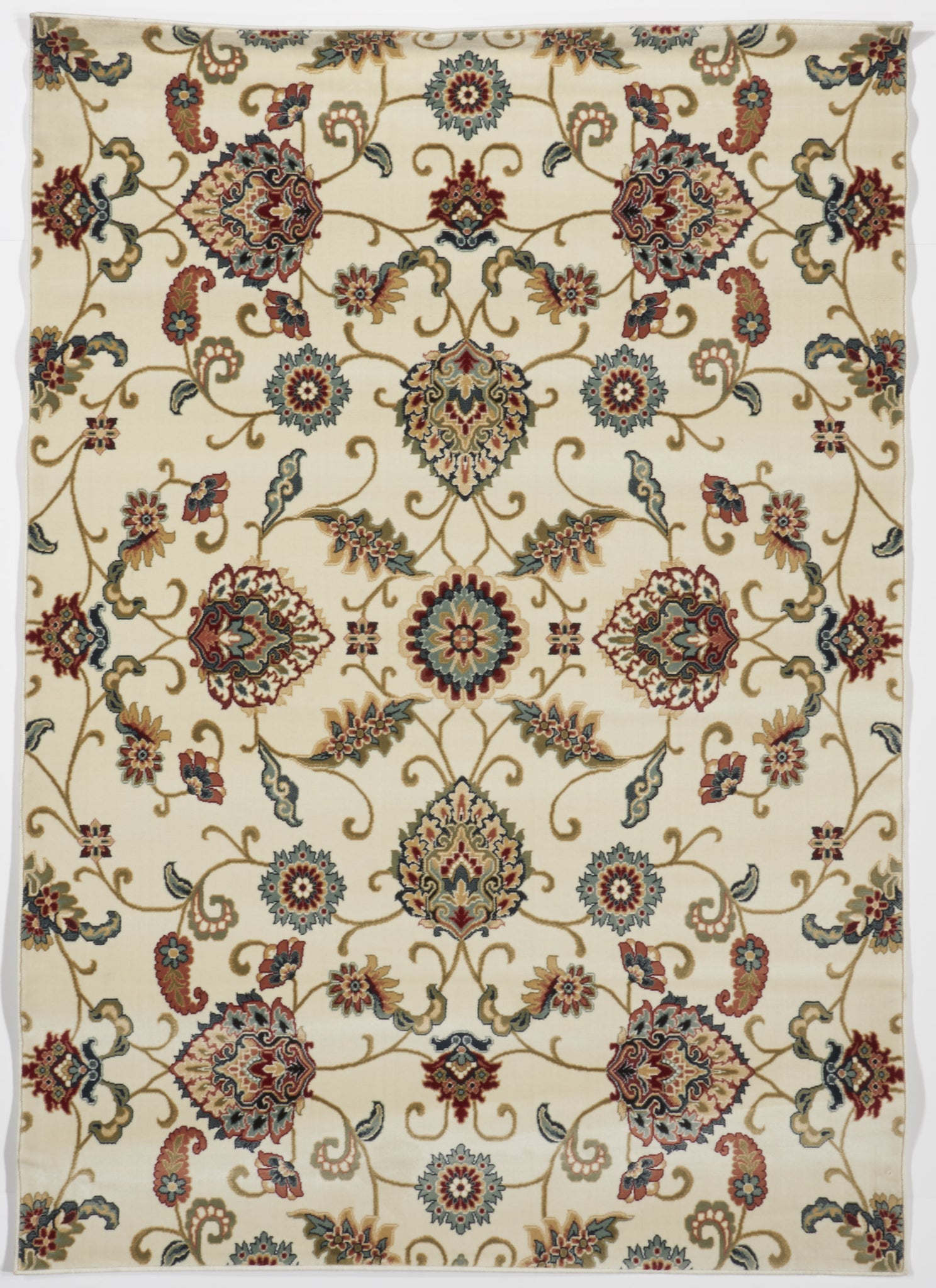 Transitional Machine Made White Multicolor Rug 5'3 x 7'6 - IGotYourRug