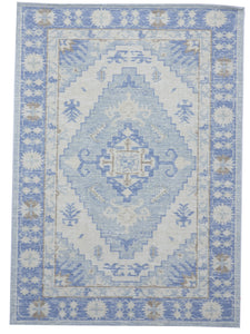 Transitional Tufted Blue White Wool  Rug 5'3 x 7'6 - IGotYourRug