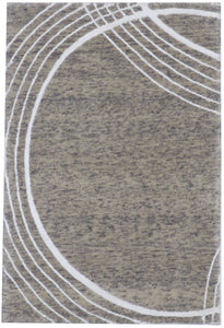 Contemporary Hand Knotted Brown White Wool and Art Silk Rug 2' x 3' - IGotYourRug