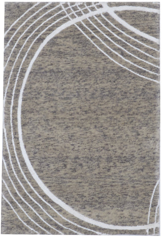Contemporary Hand Knotted Brown White Wool and Art Silk Rug 2' x 3' - IGotYourRug
