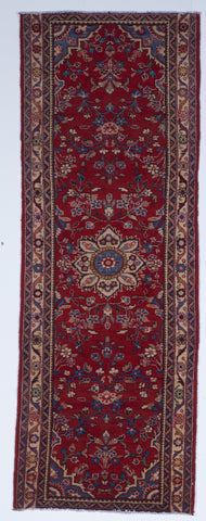 Traditional Hand Knotted Red Beige Wool Runner Rug 3'3 x 9'2 - IGotYourRug