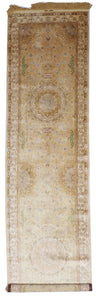 Traditional Handmade Gold Silk Runner Rug 3'3 x 12'10 - IGotYourRug