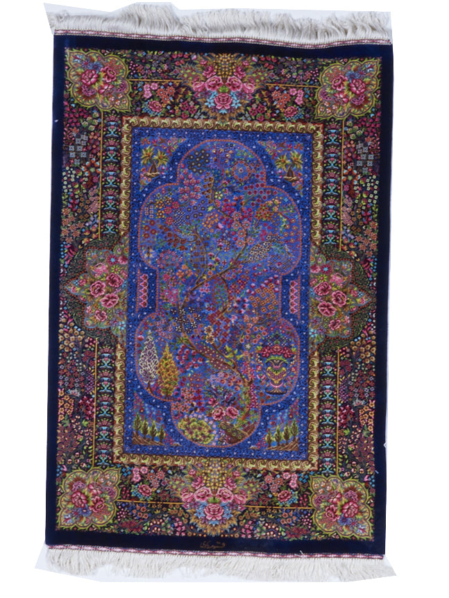 Traditional Handmade Multicolor Silk Rug 2'7 x 4' - IGotYourRug