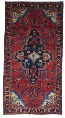 Hamadan Handmade Red Wool Rug 4'11 x 9'2 - IGotYourRug