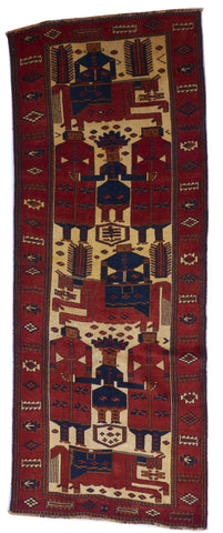 Hamadan Handmade Red Wool Rug 4'3 x 11'4 - IGotYourRug