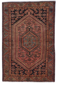 Hamadan Handmade Rust Pink Wool Rug 4'1 x 6'5 - IGotYourRug