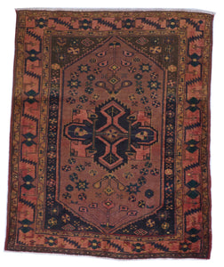 Hamadan Handmade Red Wool Rug 4'11 x 5'11 - IGotYourRug