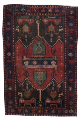 Hamadan Handmade Red Wool Rug 4'7 x 7'3 - IGotYourRug