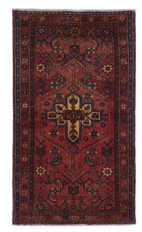 Hamadan Handmade Red Wool Rug 3'7 x 6'5 - IGotYourRug