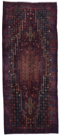 Hamadan Handmade Purple Wool Runner Rug 4'3 x 10' - IGotYourRug