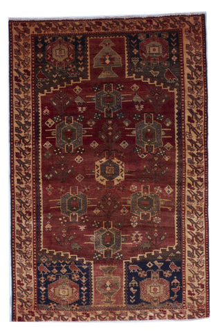 Hamadan Handmade Red Wool Rug 5'4 x 8'2 - IGotYourRug