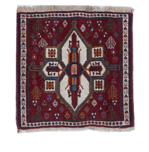 Tribal Handmade Red Ivory Wool Square Rug 2'4 x 2'4 - IGotYourRug