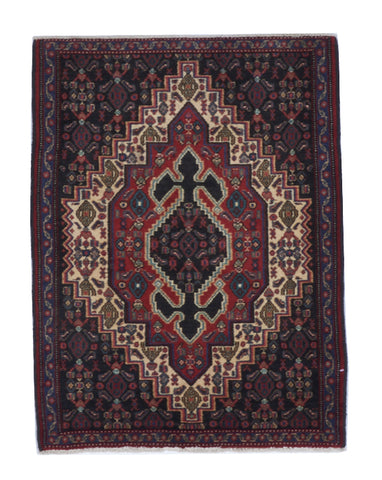 Traditional Handmade Red Black  Multicolor Wool Rug 2'4 x 3'1 - IGotYourRug