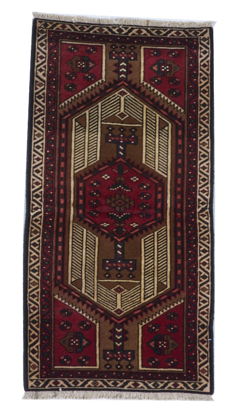 Hamadan Handmade Red Multicolor Wool Rug 1'11 x 3'9 - IGotYourRug