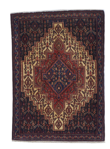 Hamadan Handmade Black Purple Tan Multicolor Wool Rug 2'3 x 3'3 - IGotYourRug