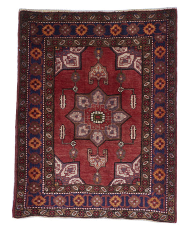 Hamadan Handmade Red Multicolor Wool Rug 2'8 x 3'6 - IGotYourRug