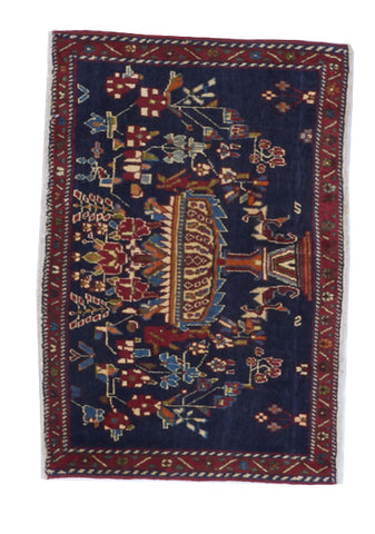 Theme Handmade Blue Multicolor Wool Rug 1'10 x 2'10 - IGotYourRug