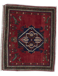 Hamadan Handmade Red Multicolor Wool Rug 2'5 x 3' - IGotYourRug