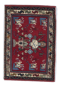 Tribal Handmade Red Multicolor Wool Rug 1'7 x 2'4 - IGotYourRug