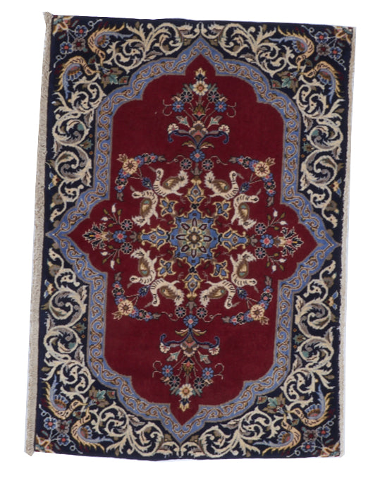 Traditional Handmade Red Blue Multicolor Wool Rug 2'3 x 3'3 - IGotYourRug