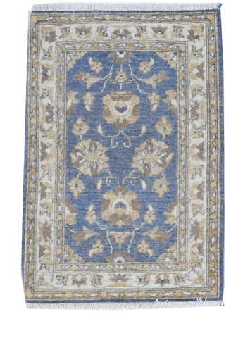 Chobi Handmade Blue Ivory Wool Rug 2'1 x 3'1 - IGotYourRug