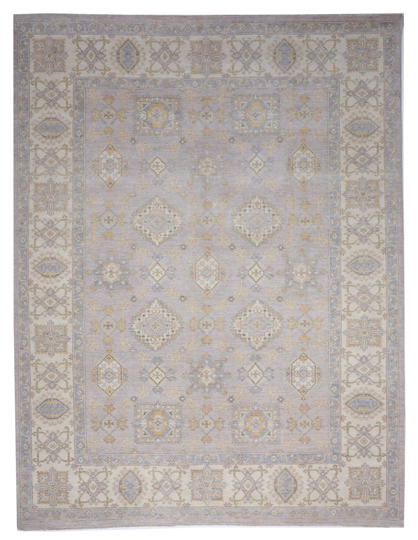 Traditional Handmade Blue Ivory Wool Rug 9'1 x 12' - IGotYourRug