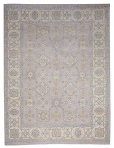 Traditional Handmade Blue Ivory Wool Rug 9'1 x 12' - IGotYourRug