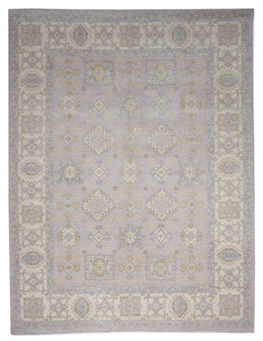 Traditional Handmade Blue Ivory Wool Rug 9'1 x 12' - IGotYourRug