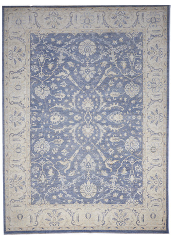 Coastal Handmade Blue Beige Wool Rug 10'2 x 13'10 - IGotYourRug