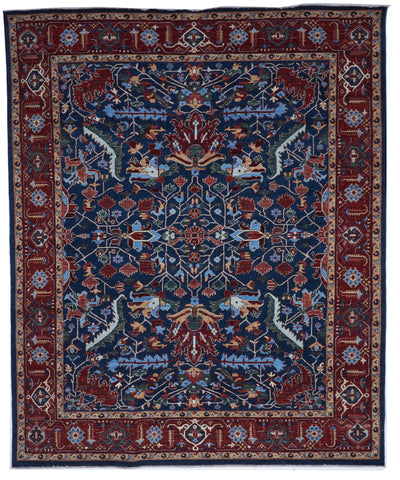 Traditional Handmade Blue Red Wool Rug 8'3 x 10' - IGotYourRug