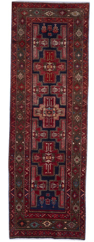 Hamadan Handmade Red Wool Runner Rug 3'8 x 11'1 - IGotYourRug