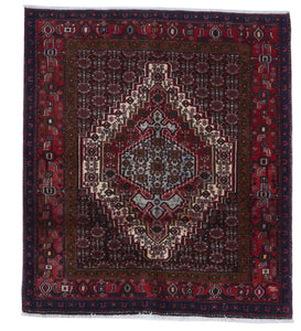 Tribal Handmade Red Wool Rug 4'2 x 4'9 - IGotYourRug