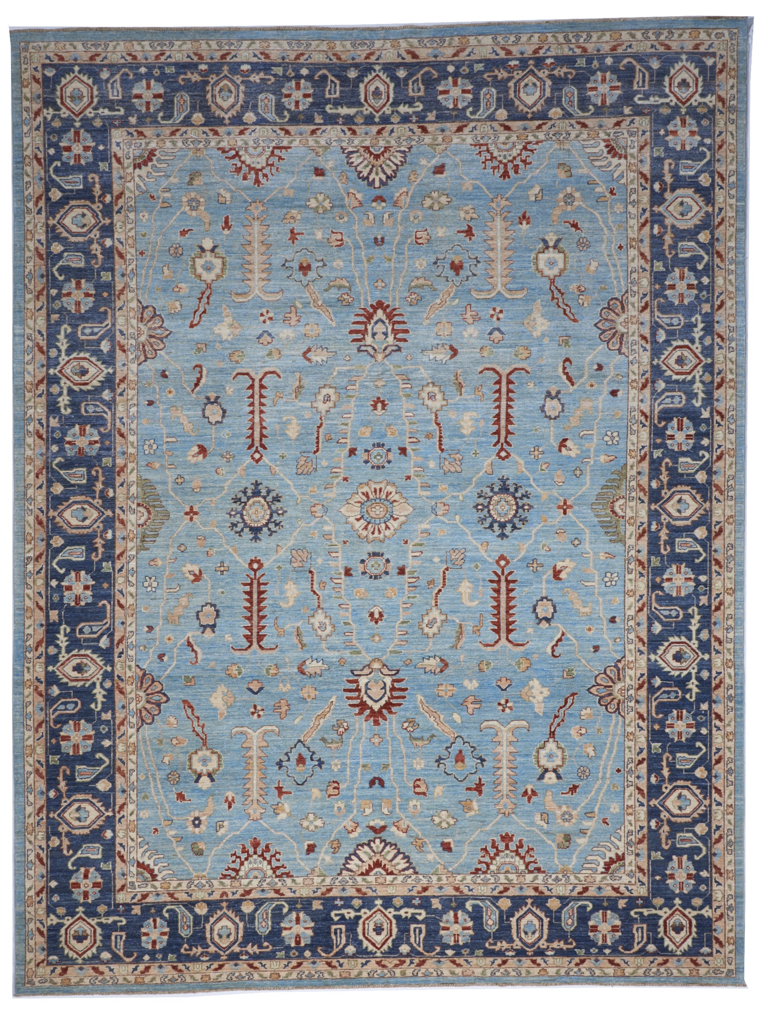 Traditional Handmade Blue Multicolor Wool Rug 9' x 11'9 - IGotYourRug