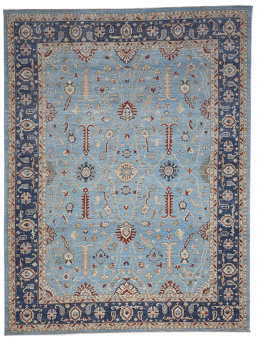 Traditional Handmade Blue Multicolor Wool Rug 9' x 11'9 - IGotYourRug