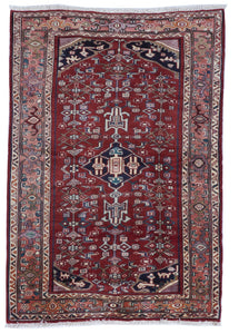 Hamadan Handmade Red Multicolor Wool Rug 3'7 x 5' - IGotYourRug