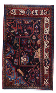 Tribal Handmade Black Blue Red Multicolor Wool Rug 3'2 x 5'2 - IGotYourRug