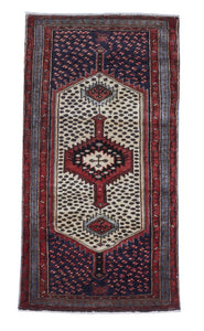 Tribal Handmade Blue Ivory Red Wool Rug 2'8 x 5'1 - IGotYourRug